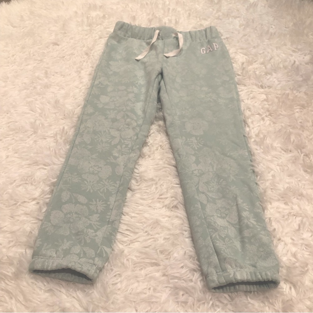 Gap Joggers Floral girls size S 6-7  Aqua